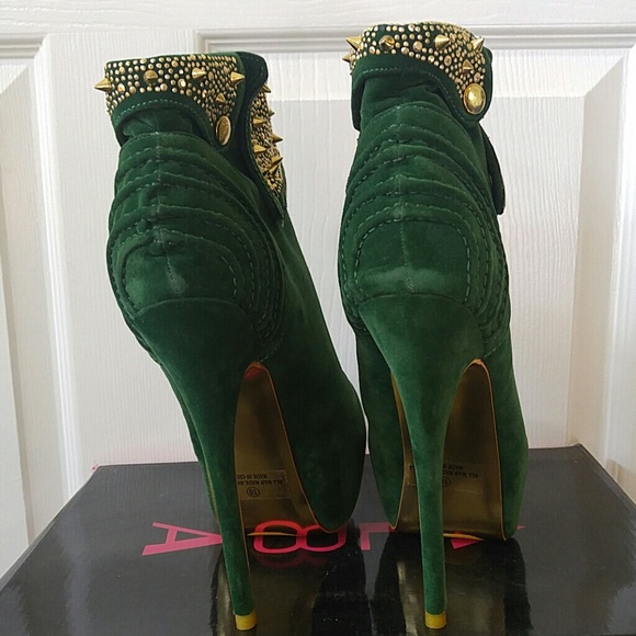 Green studded Alba bootie platform shoe 10 - Picture 5 of 6
